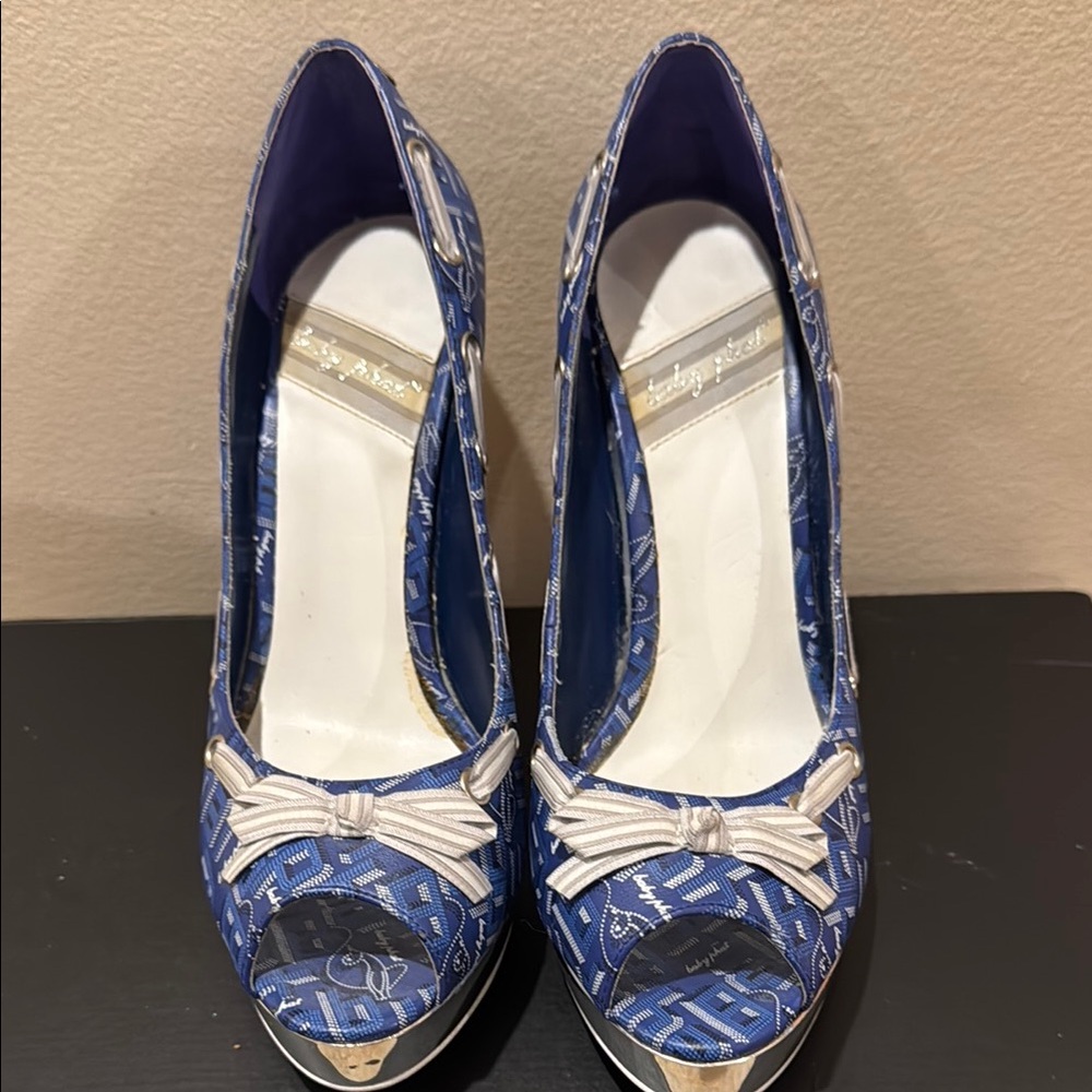 Baby Phat Blue and White Stiletto Heels